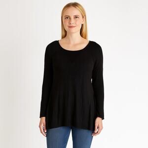 2/$30 CATO Raglan Bateau Neck Mixed Knit Top Black Small #A0367 TRB2